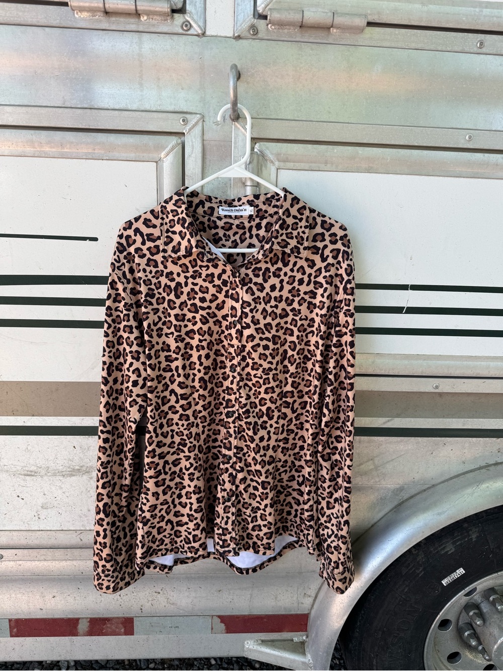 Leopard Print Button-Up Shirt - Brown/Black